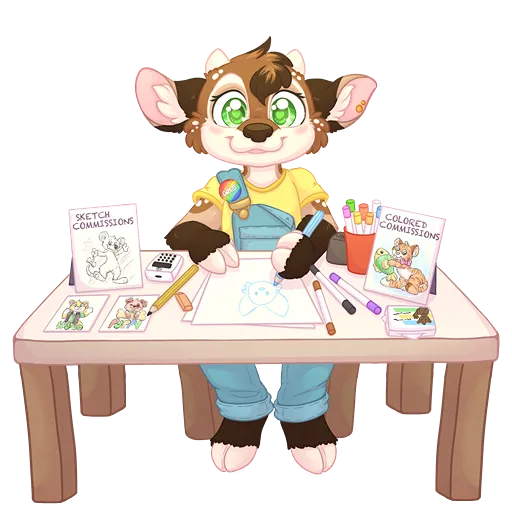 An artist taking commissions at an Artist Alley table