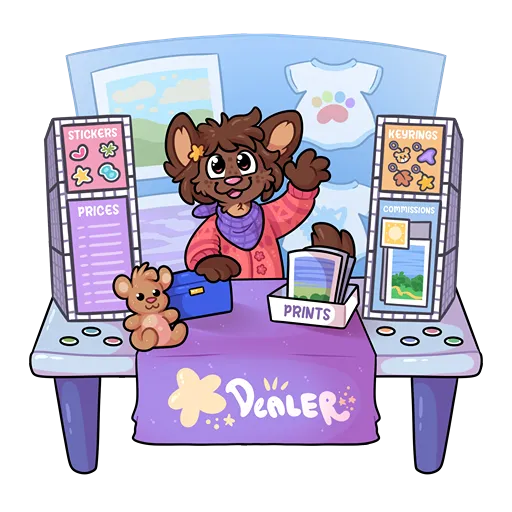 A vendor welcoming attendees at the Dealers’ Den